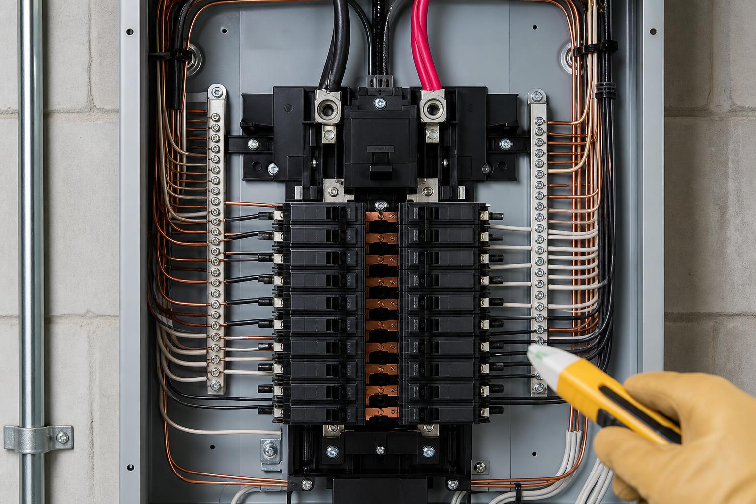 Licensed electrician upgrading a residential electrical panel in Macon, GA.