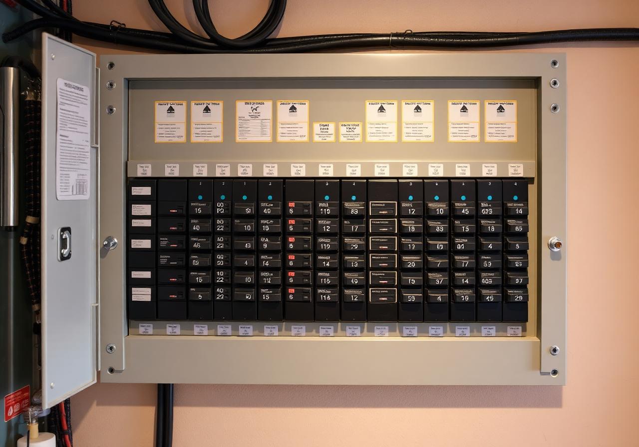 Completed and labeled residential circuit breaker panel after professional installation.